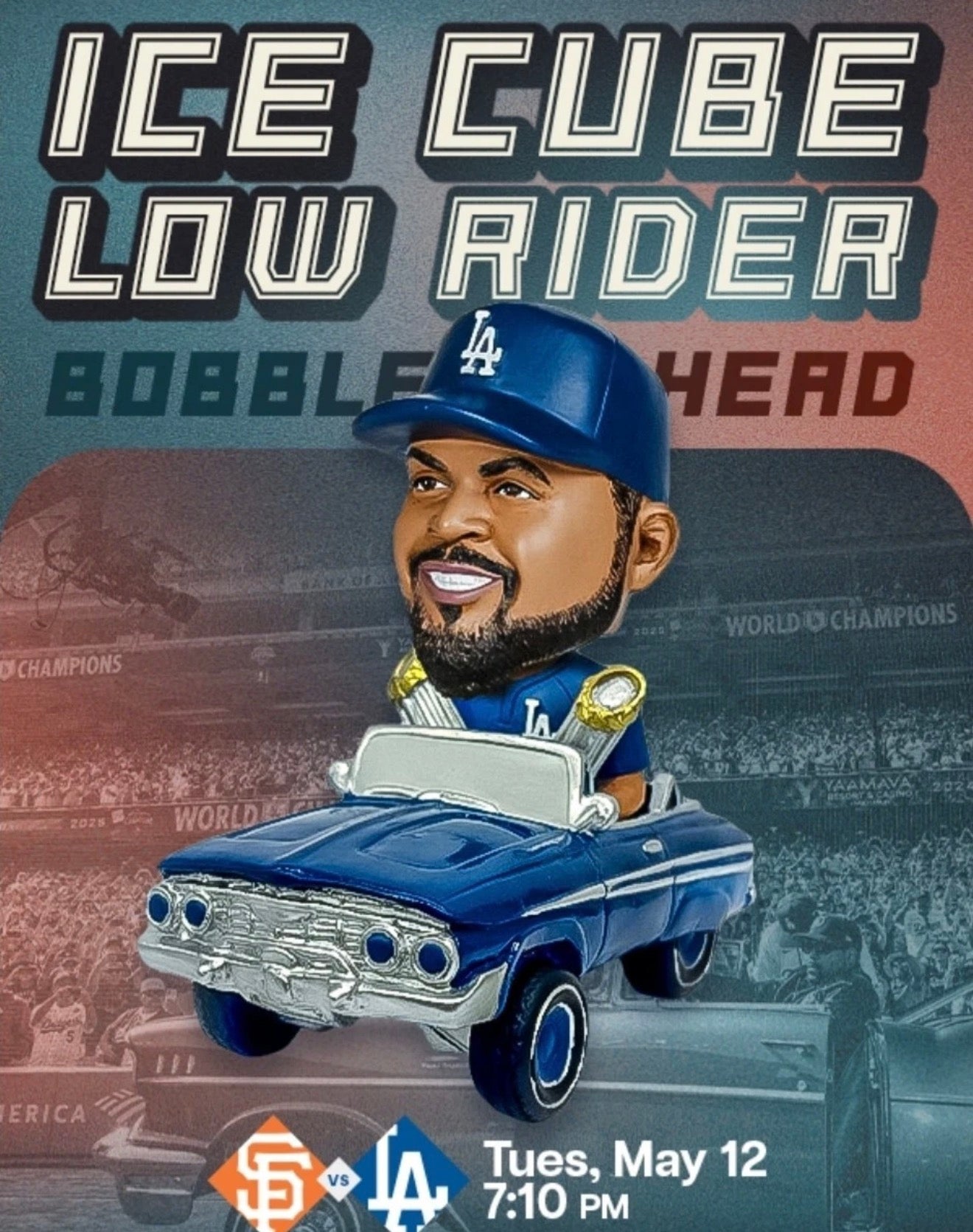 LA Dodgers Ice Cube Lowrider WS Trophy Bobblehead
