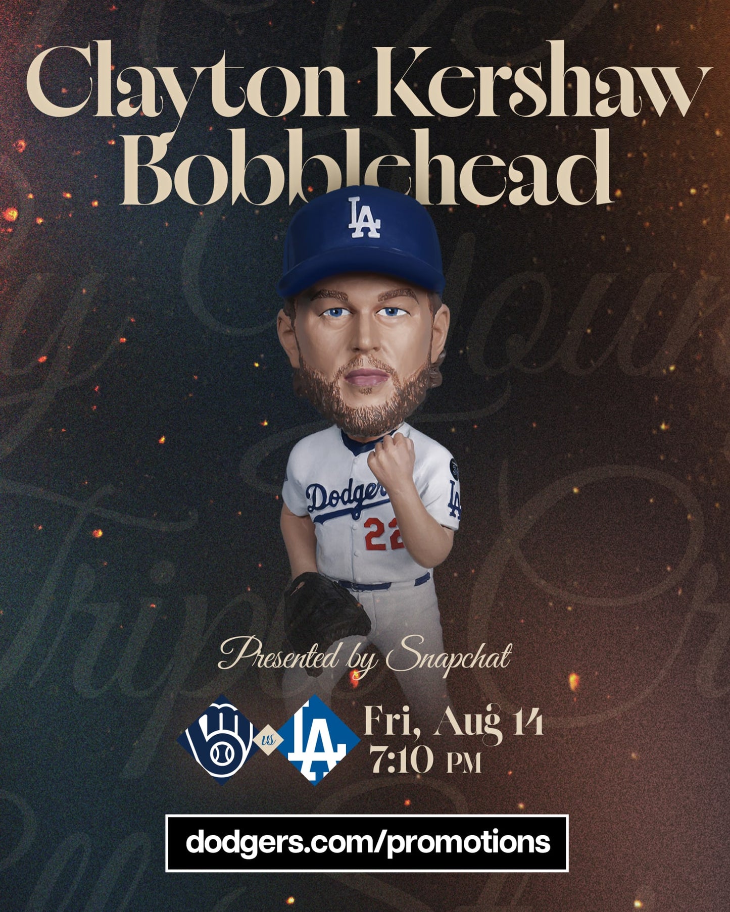 Clayton Kershaw Bobblehead LA Dodgers SGA 8/14/26