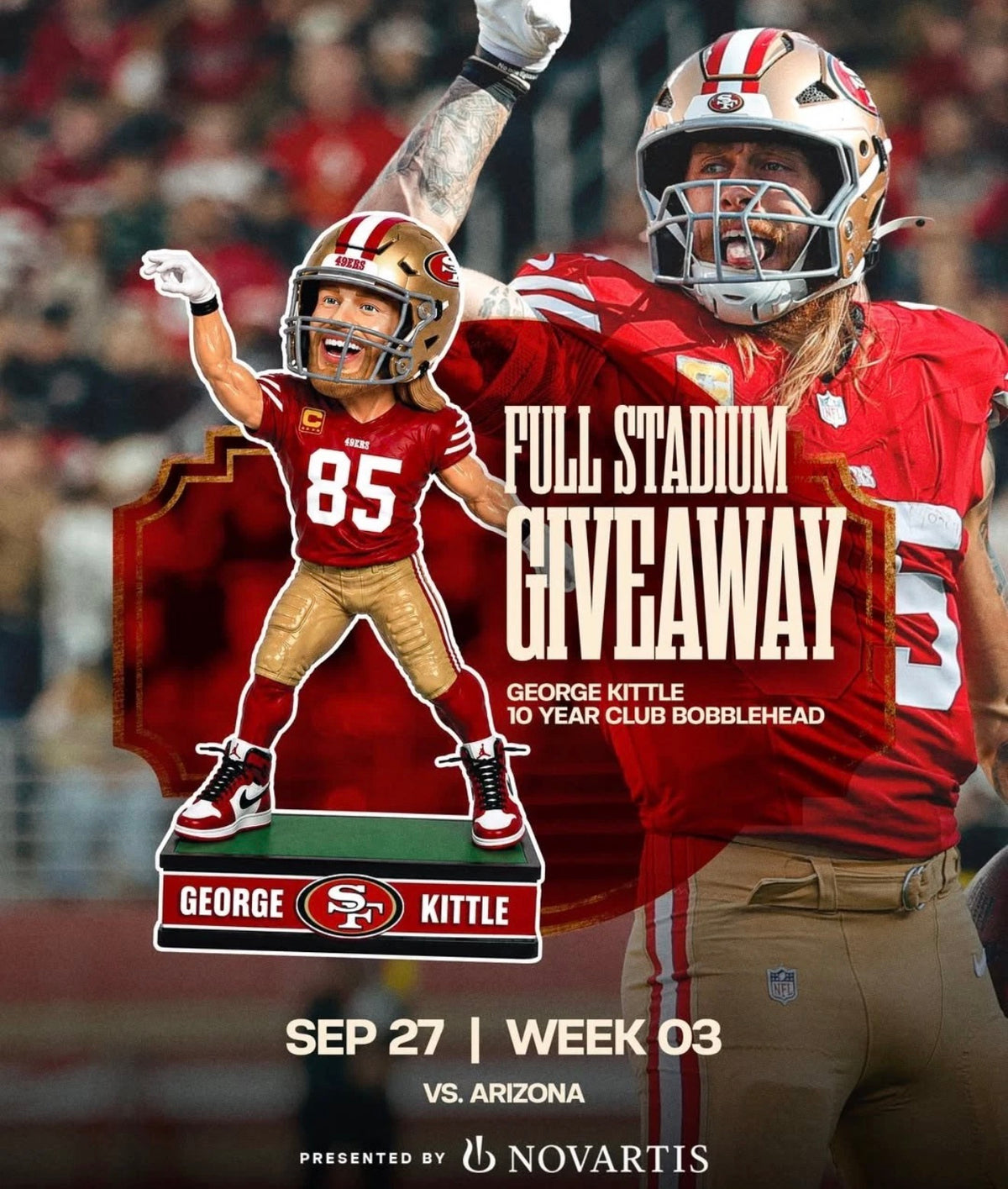 George Kittle San Francisco 49ers Bobblehead SGA 9/27/26