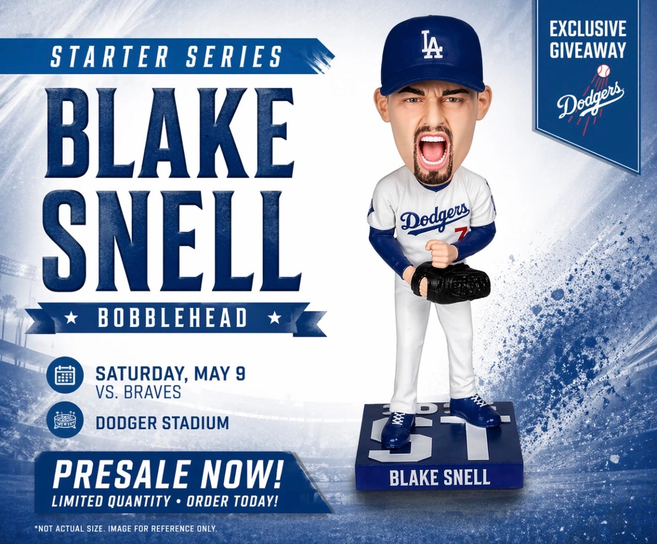 Blake Snell Starter Series Bobblehead Los Angeles Dodgers SGA 5/9/26