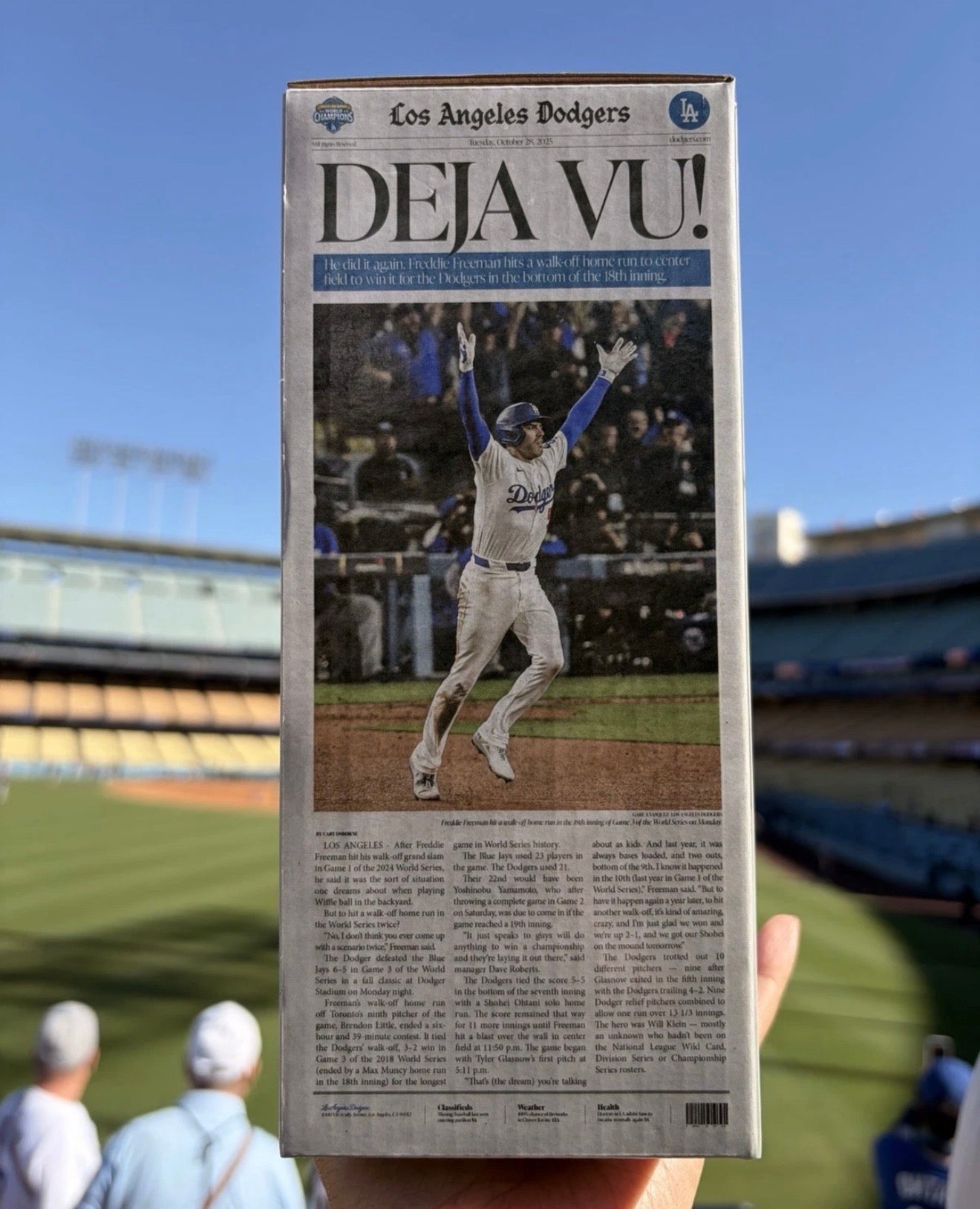 Freddie Freeman 18th Inning Walk-Off Bobblehead LA Dodgers SGA 07/06/26