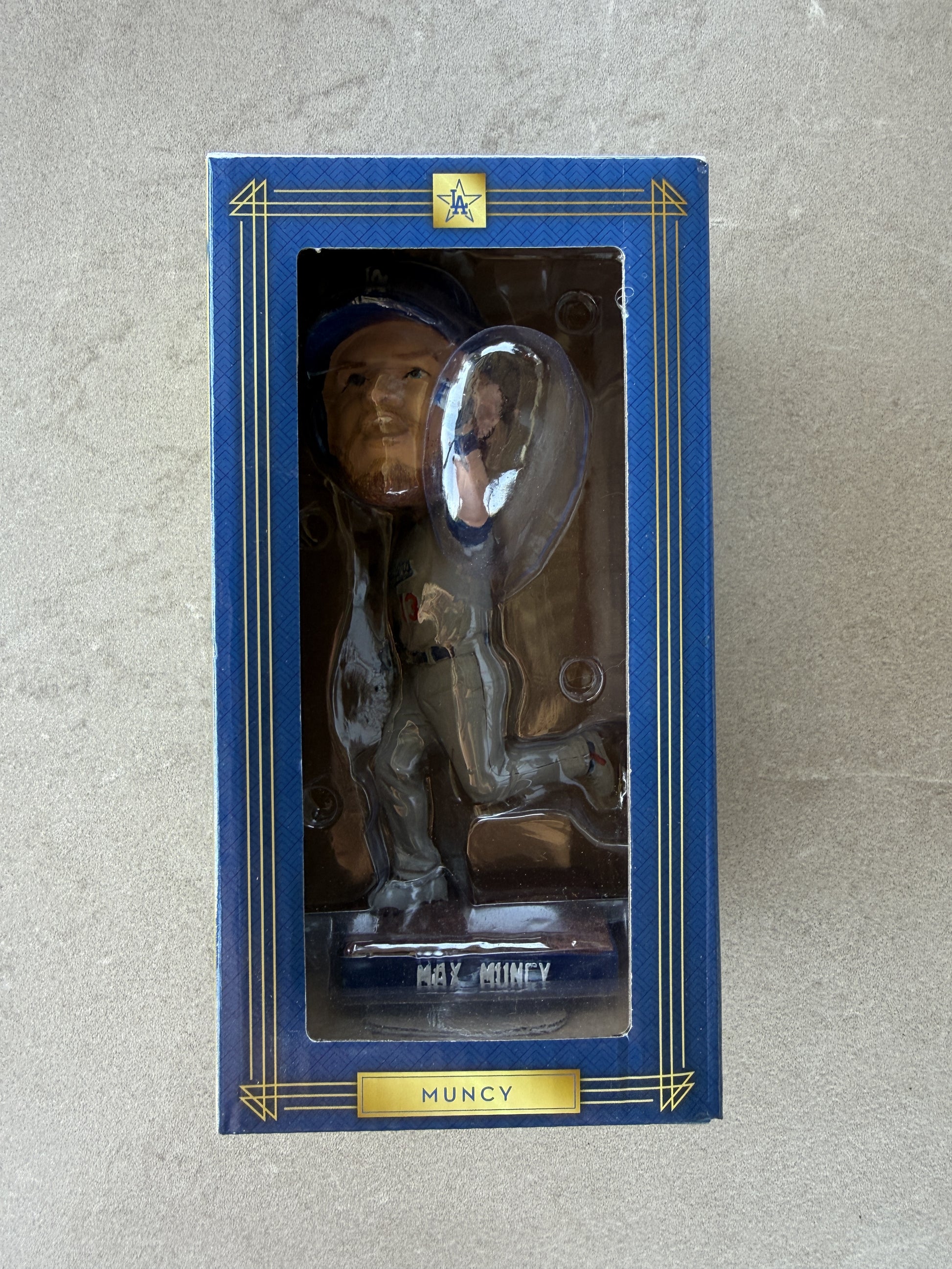 Max Muncy Los Angeles Dodgers bobblehead in box, front window view — SGA 6/29/21