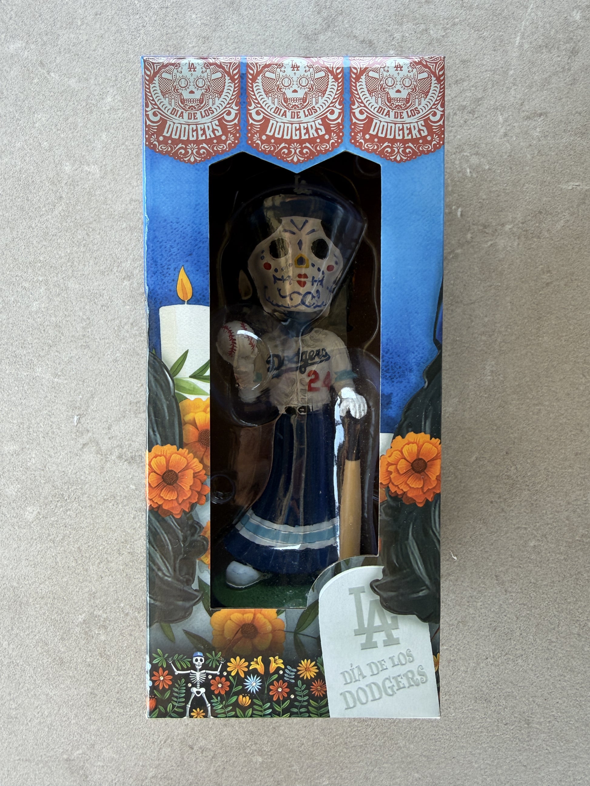 LA Dodgers Dia de los Muertos sugar skull bobblehead in box — SGA, Dodger Stadium 9/24/24