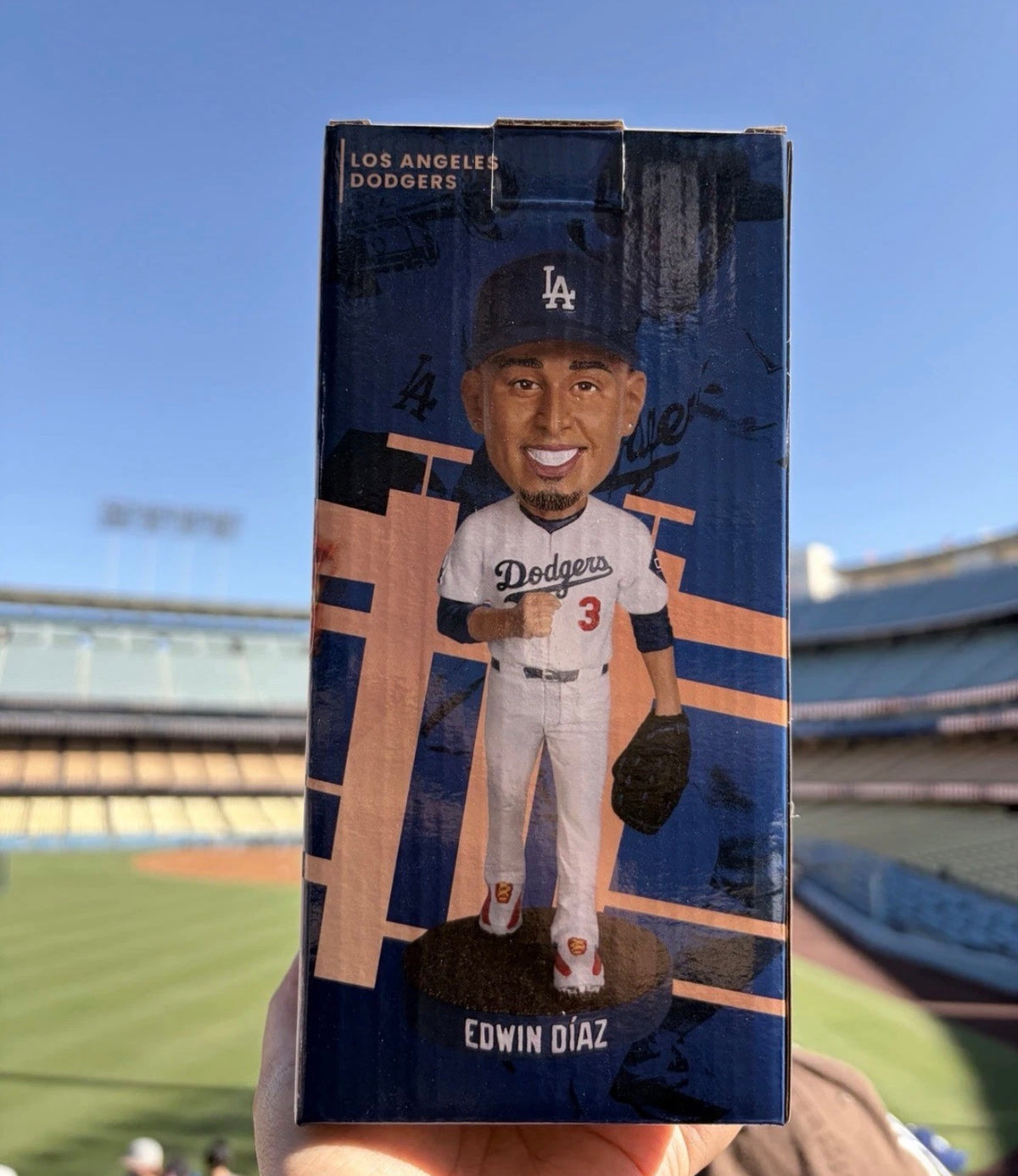 Edwin Diaz Dodgers bobblehead box back panel — Los Angeles Dodgers artwork