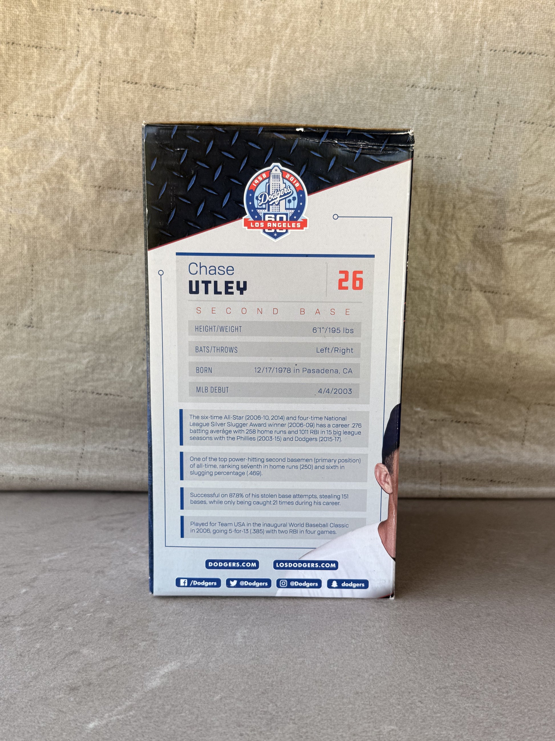 Chase Utley LA Dodgers Bobblehead SGA 8/22/18