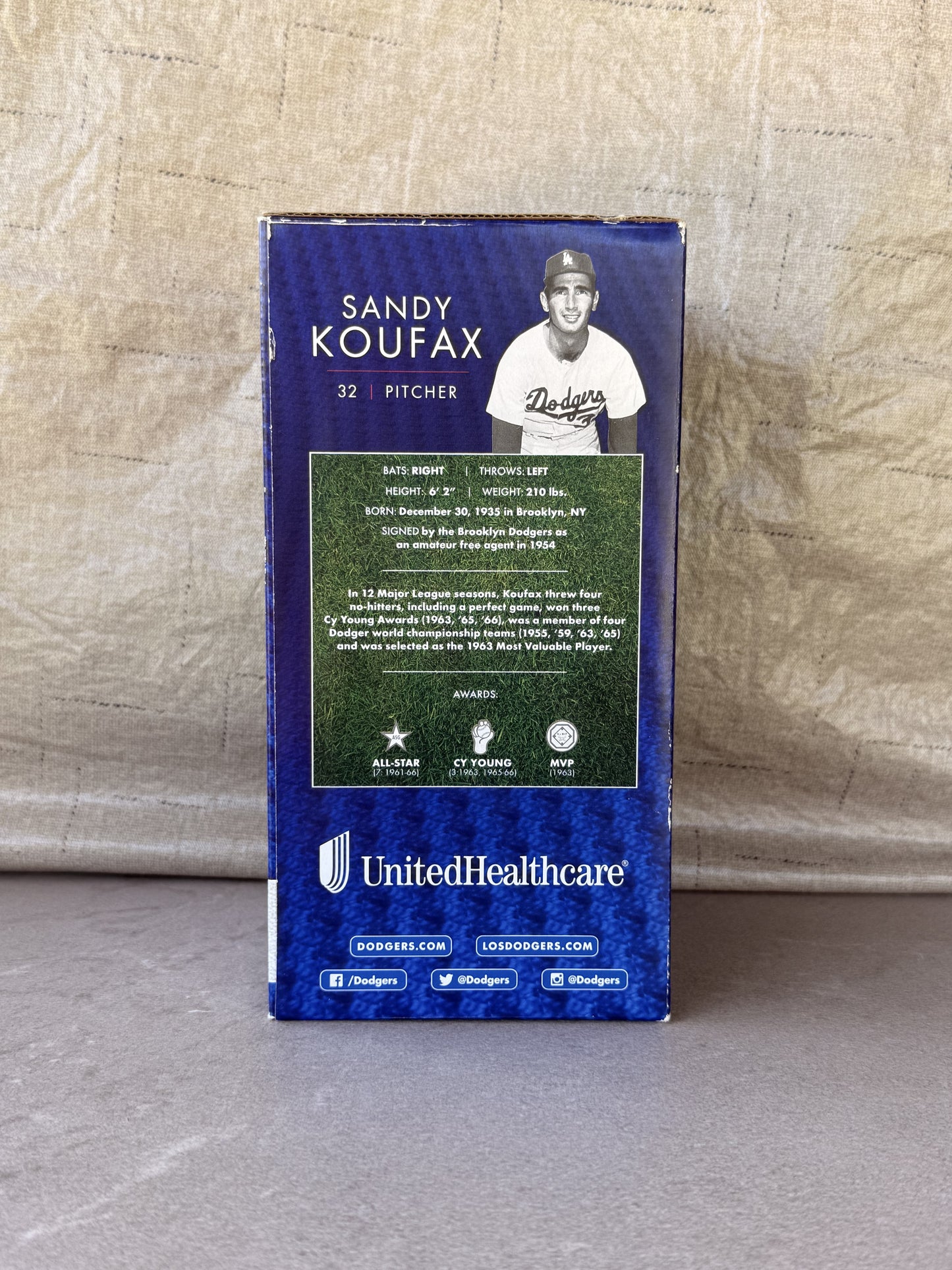 Sandy Koufax Bobblehead LA Dodgers SGA 8/13/15