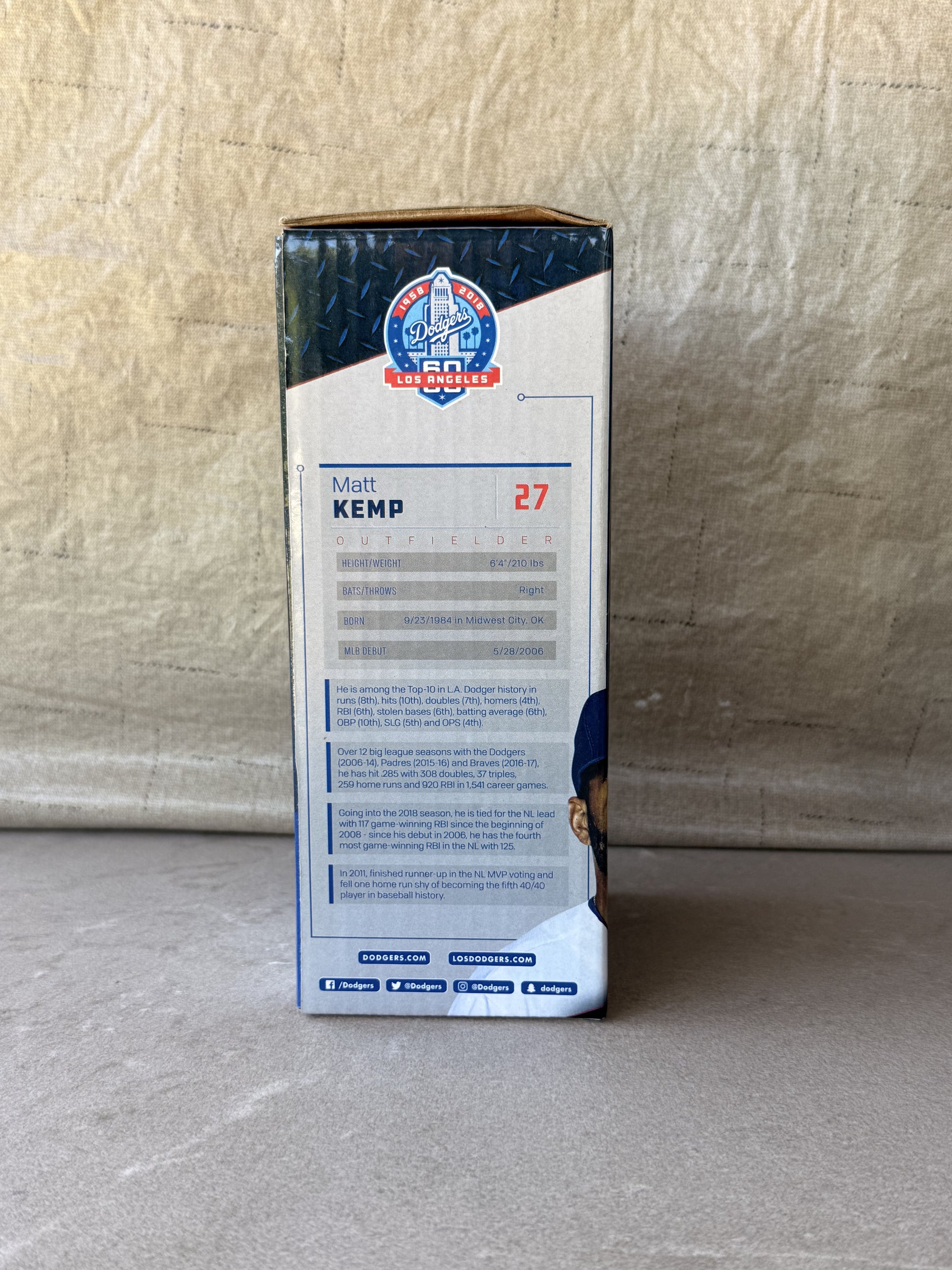 Matt Kemp Bobblehead LA Dodgers SGA 9/18/18
