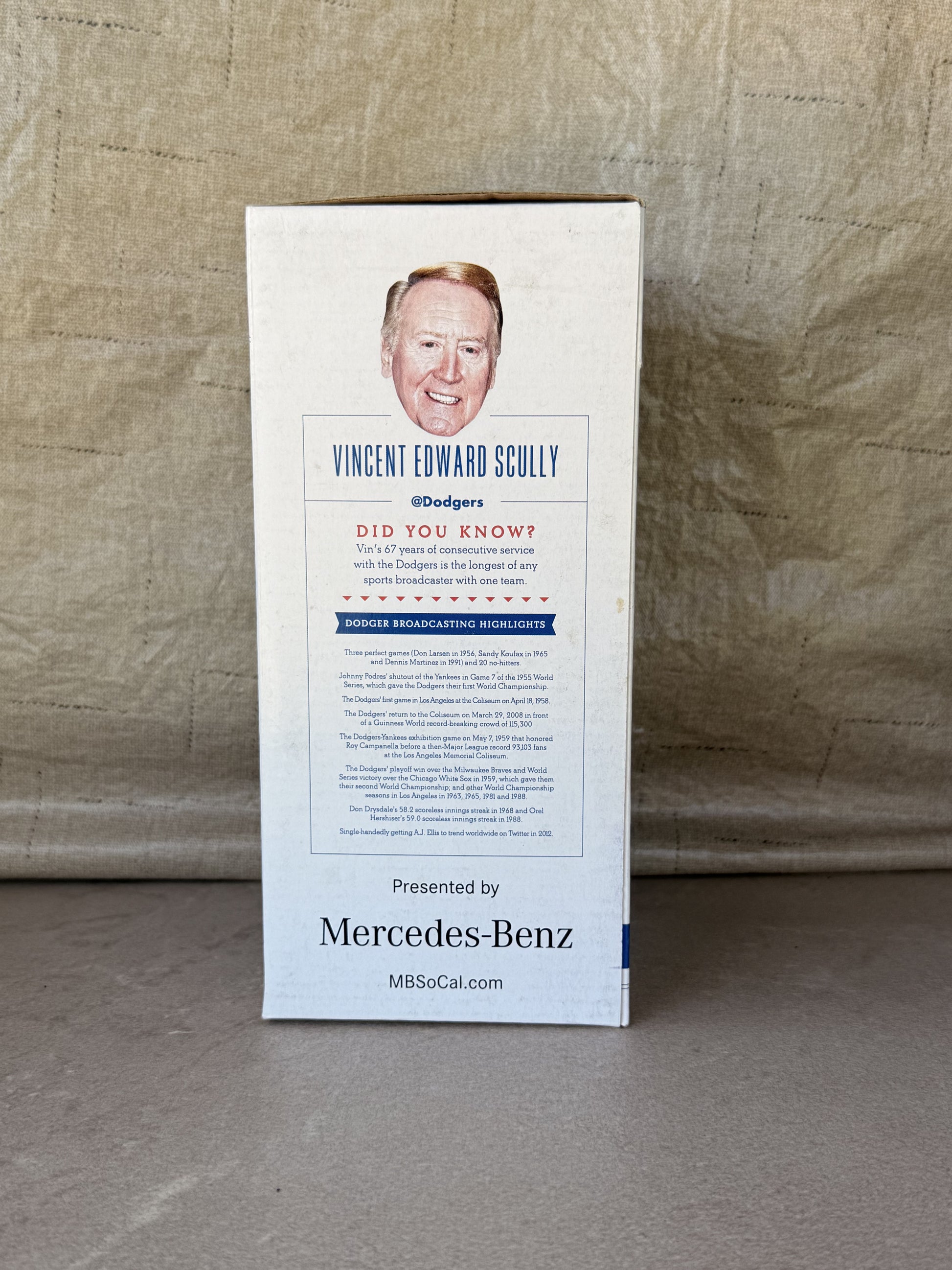 Vin Scully LA Dodgers Opening Day Retirement Bobblehead SGA 9/20/16