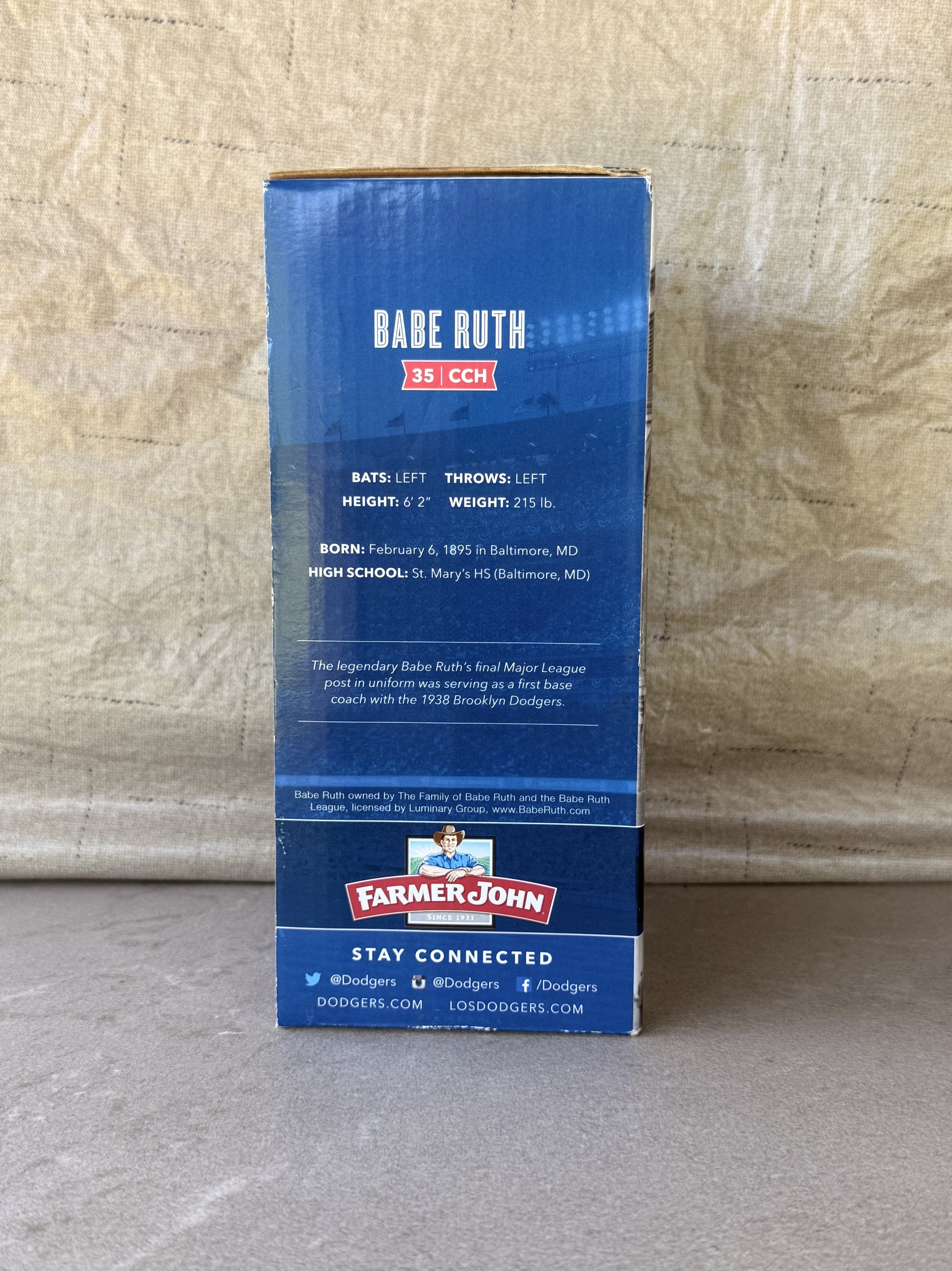 Babe Ruth Bobblehead LA Dodgers SGA 9/9/14